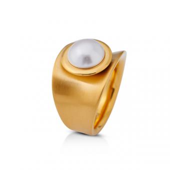 Ring gelbgold mit Swarovski-Perle 