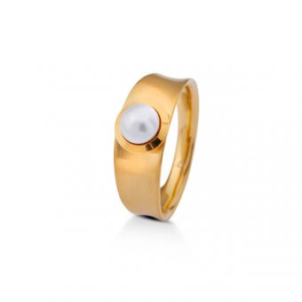 Ring gelbgold mit Swarovski-Perle 